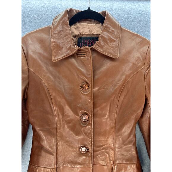 VTG Oscar Leopold Women's S/P Soft Lamb Leather Cognac Trench 70s Canada BOHO - Picture 7 of 16